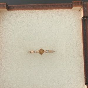 14k yellow gold, citrine + diamonds, size 7 1/2